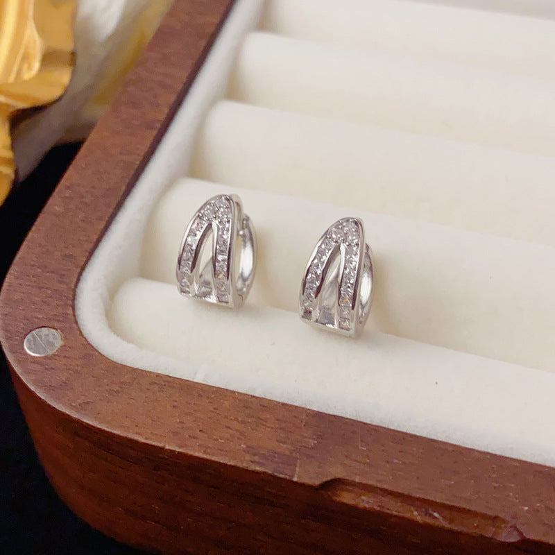 Luxury Double-Layer Zircon Ear Cuff Earrings – Geometric Design