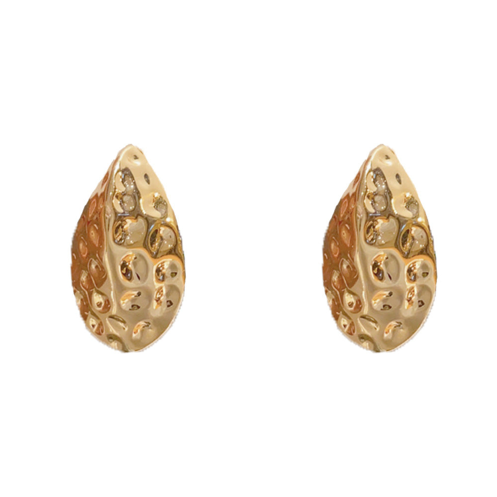 Eaioncol Textured Teardrop Stud Earrings 14K Gold Plated