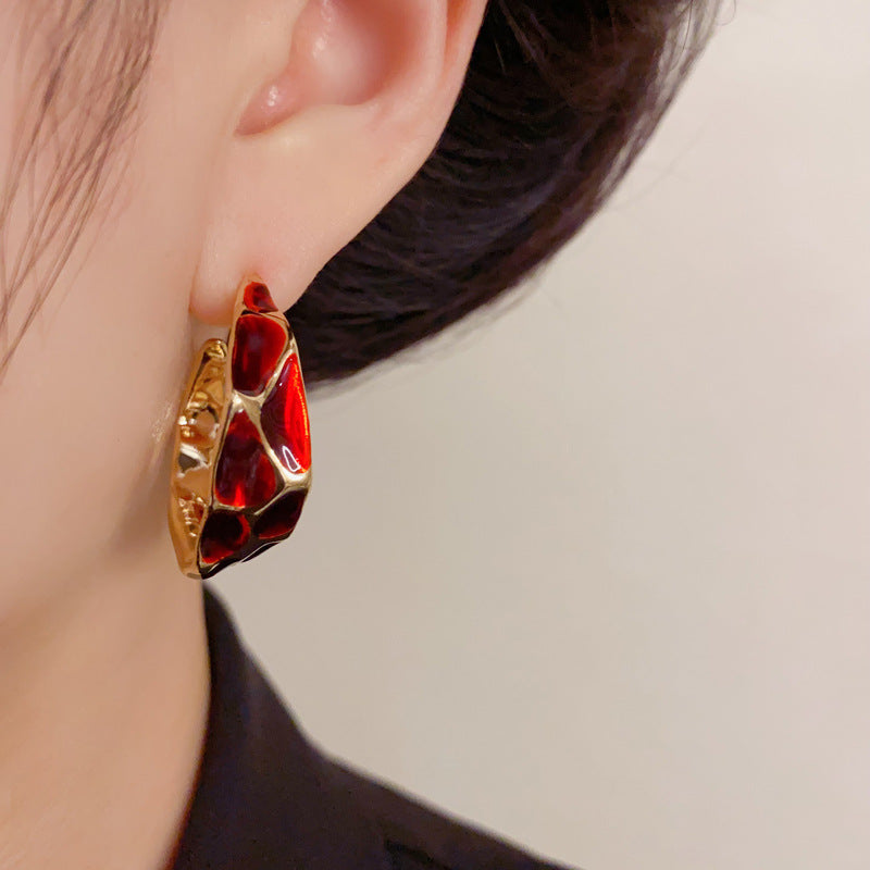 Luxury Leopard Enamel Hoop Earrings – Elegant Retro Design