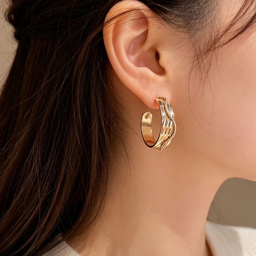 Eaioncol Light Coffee Gold Hoop Earrings 14K Gold Plated