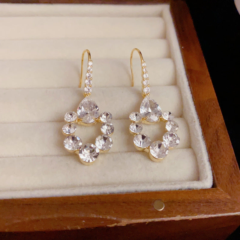 14K Gold-Plated Zircon Waterdrop Hook Earrings – Elegance Design