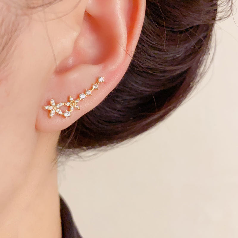 Luxury Full-Zircon Star Ear Climber Earrings – Elegant Design