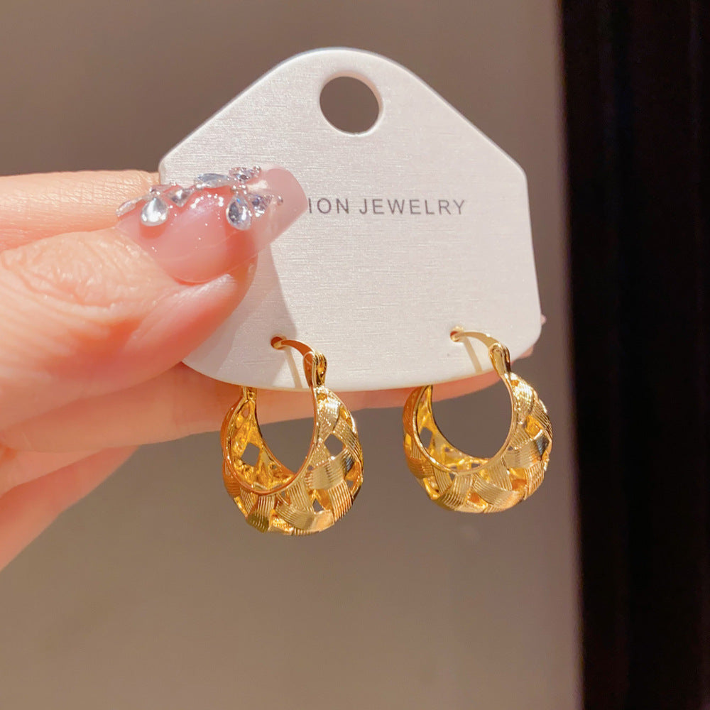 Eaioncol U-Shape Woven Hoop Earrings 14K Gold & Silver Plated