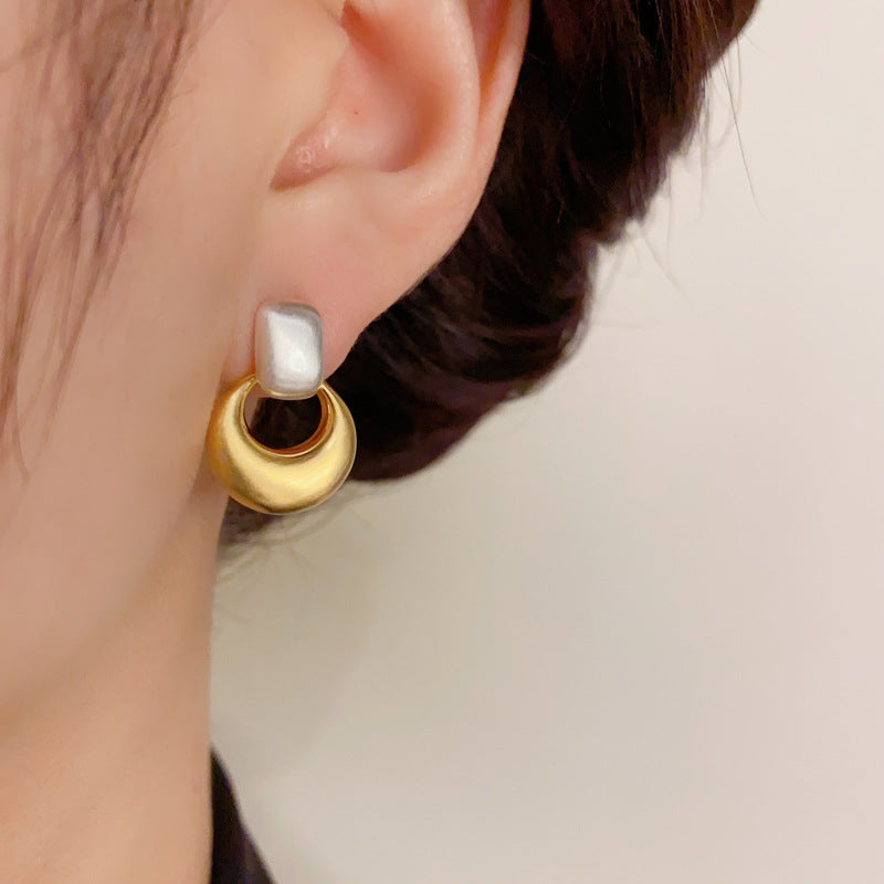 14K Gold-Plated Color-Blocked Hoop Earrings - Chic Minimalist Design