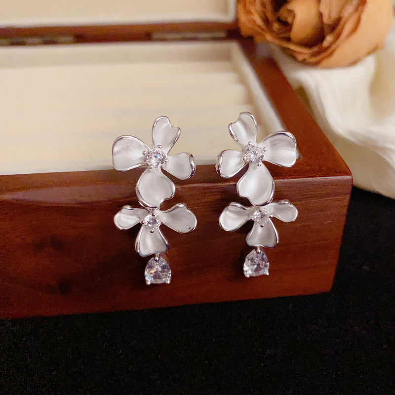 Luxury Enamel Petal Tassel Drop Earrings –Floral Elegant Design