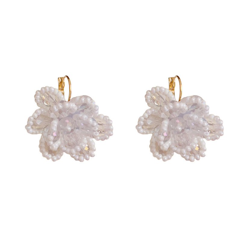 14K Gold Luxury Beaded Petal Ear Cuff Earrings – Elegant Design