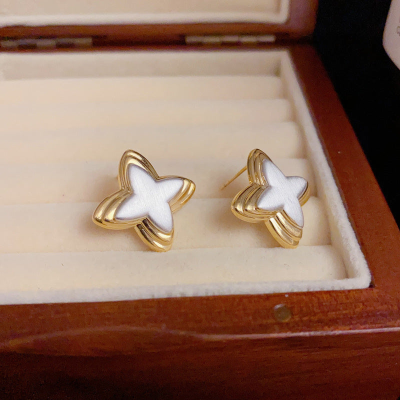 14K Gold-Plated Multilayer Starburst Earrings - Unique Minimalist