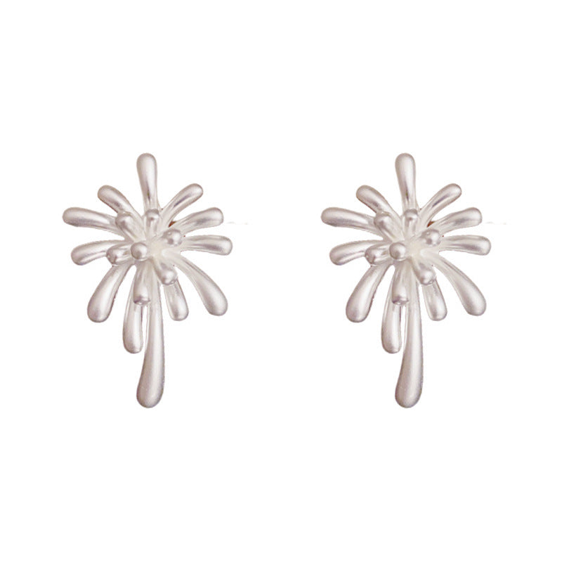 18K Matte Gold Luxury Metal Firework Earrings – Elegant Floral Design