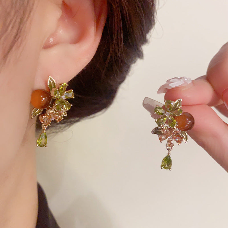 14K Gold-Plated Persimmon Petal Tassel Earrings - Chic Minimalist