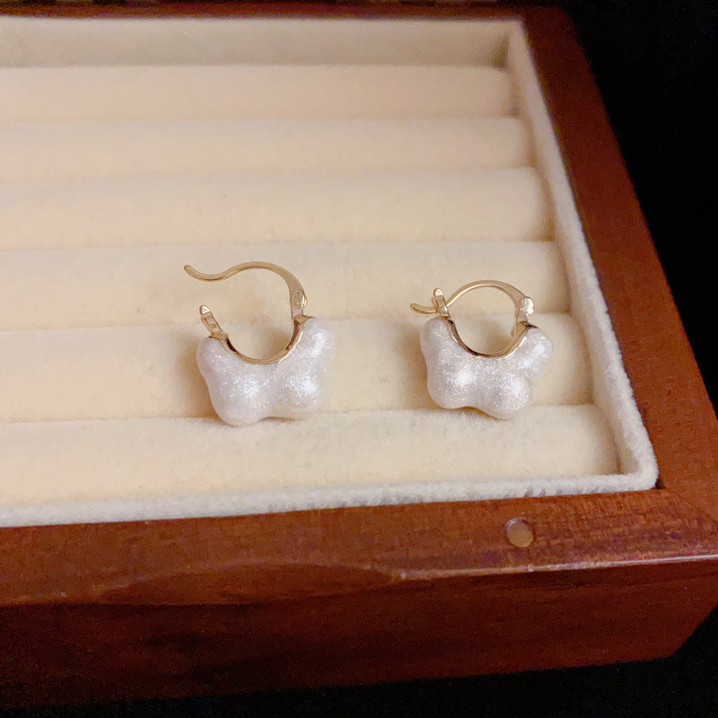 14K Gold Enamel Cloud Hoop Earrings – Korean-Style Design