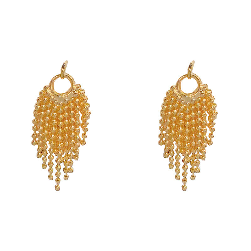 Luxury Metal Bead Tassel Drop Earrings – Elegant Geometric Design
