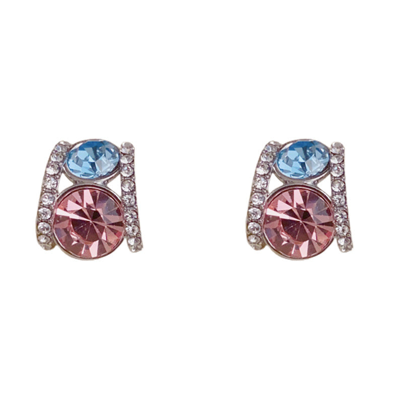Luxury Colored Zircon C-Shaped Hoop Earrings – Geometric Design