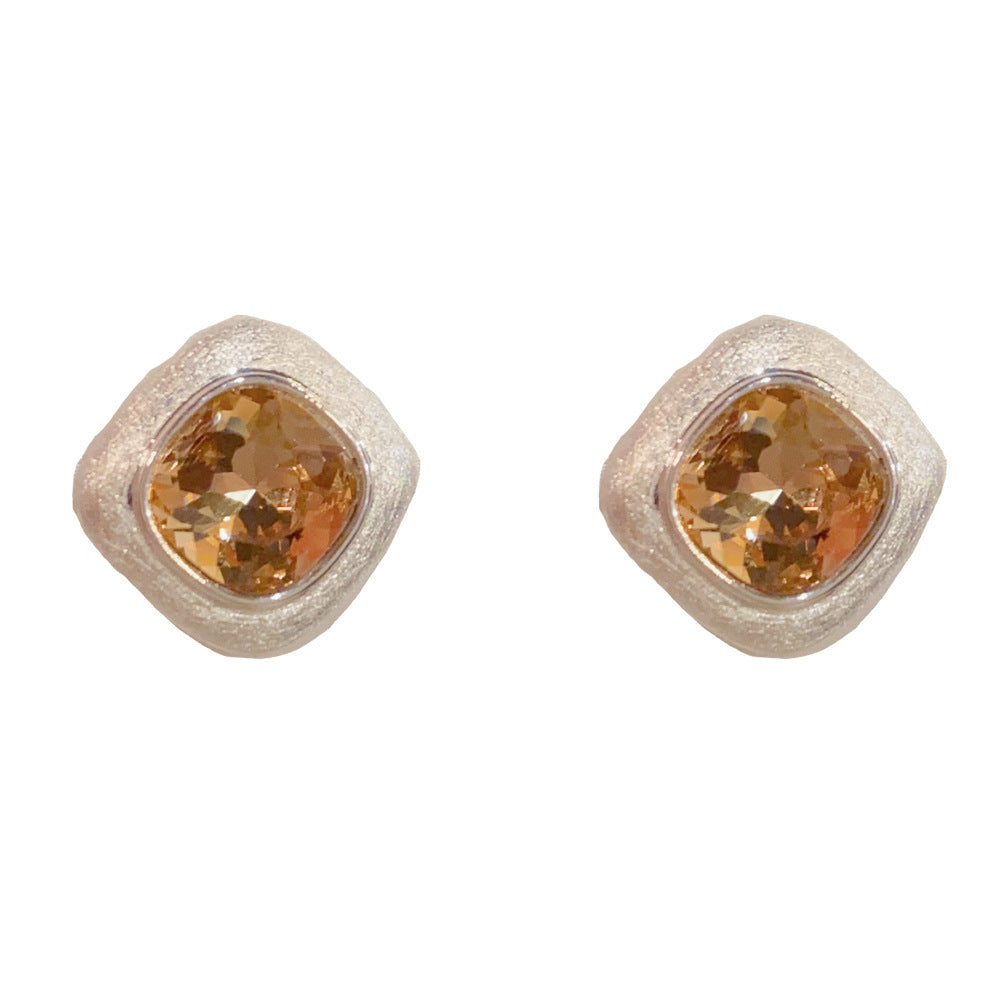Eaioncol Brushed Rhombus Stud Earrings 14K Gold & Silver Plated