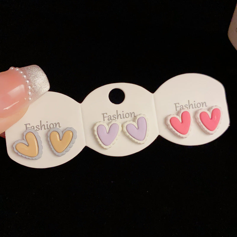 Colorful Butterfly & Heart Set Stud Earrings - Cute Chic Design