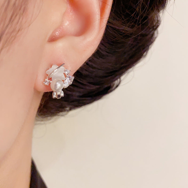 Luxury Zircon Pearl Star Non-Pierced Ear Clip Earrings– Elegant Design