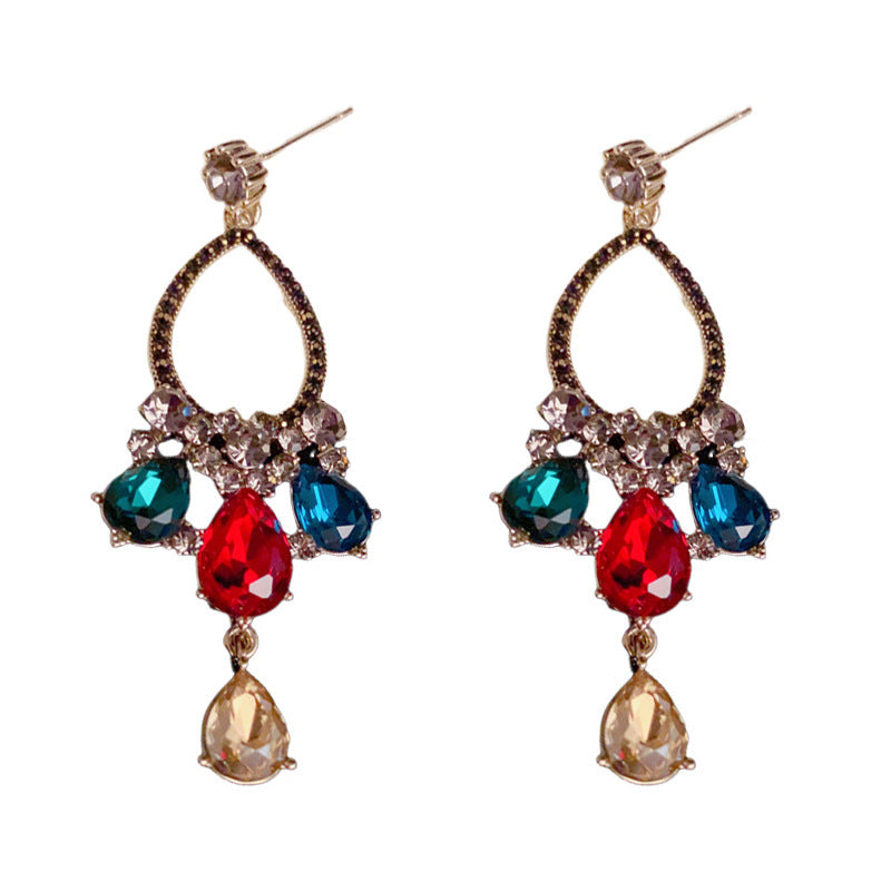 Luxury Coffee Zircon Teardrop Tassel Drop Earrings – Elegant Design