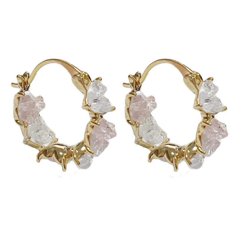 14K Gold Green Crystal Heart Ear Cuff - Chic Elegance Design