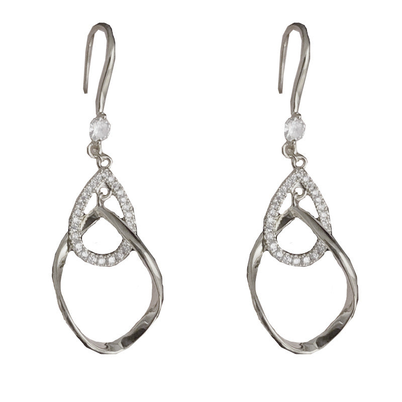 14K Gold-Plated Zircon WaterdropTassel Hook Earrings – Elegant Design