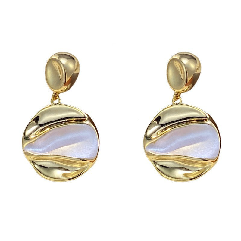 Eaioncol Matte Circle Drop Earrings 18K Gold
