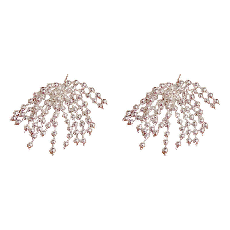 14K Gold-Plated Firework Tassel Drop Earrings – Bold Geometric Design