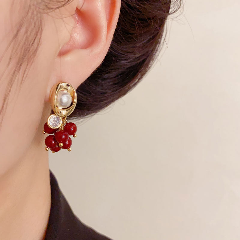 Luxury Geometric Pearl Bead Tassel Drop Earrings – Elegant Design