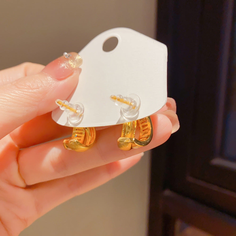 Eaioncol Geometric CZ Stud Earrings Gold Silver