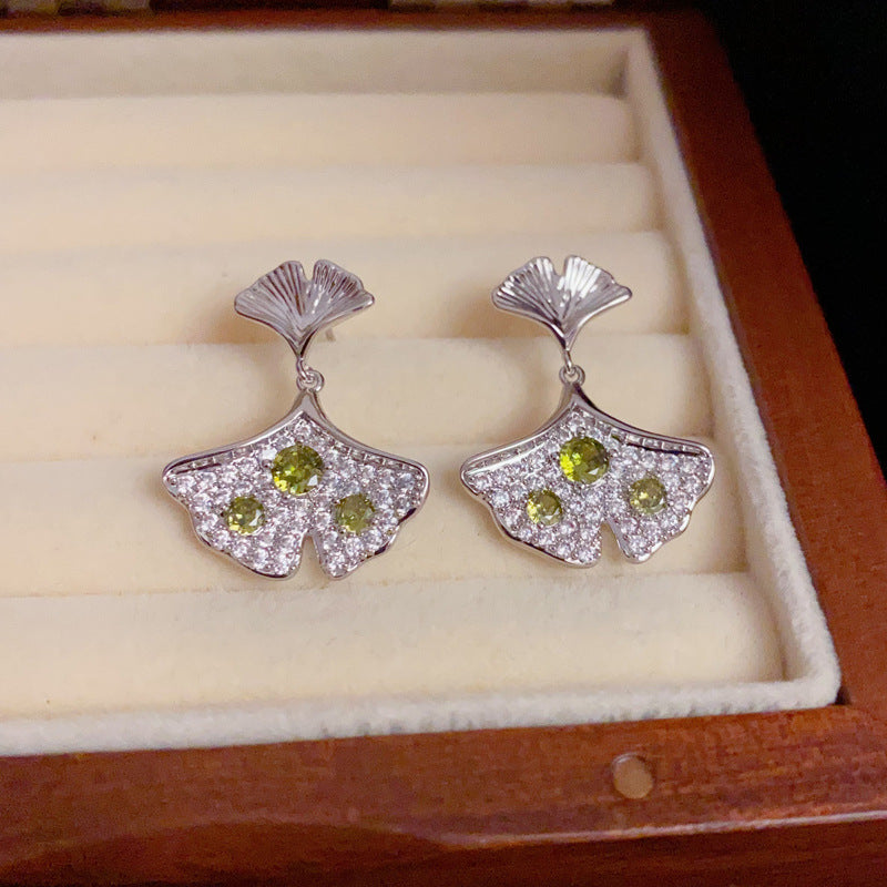 S925 Silver plating Ginkgo Leaf Earrings - Elegant Design