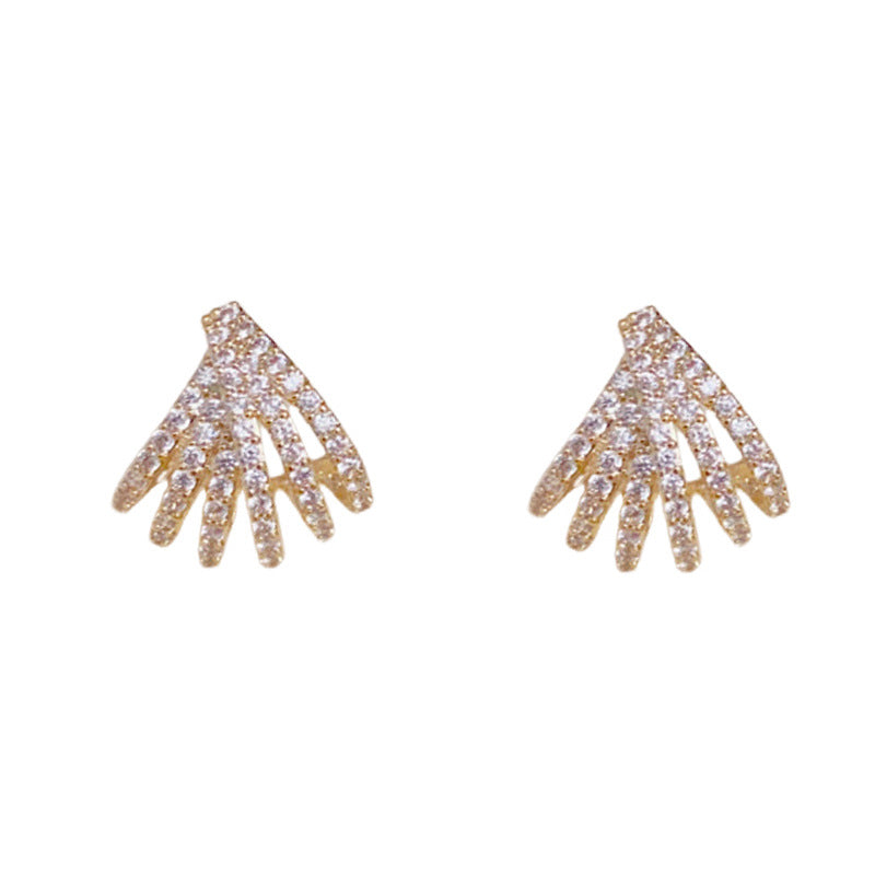 Luxury Zircon Arc S925 Silver Needle Stud Earrings – Elegant Design