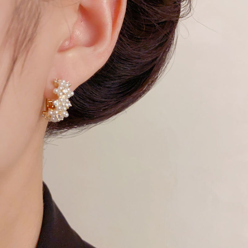 Luxury Zircon Pearl Ear Cuff Earrings – Geometric Design