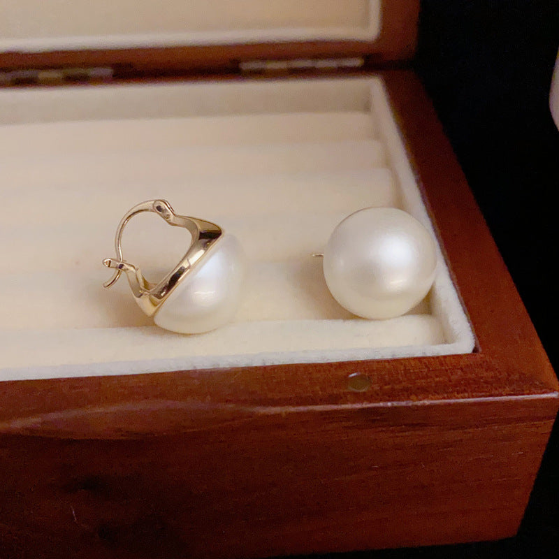 14K Gold-Plated Round Pearl Earring Hooks - Timeless & Elegant Design