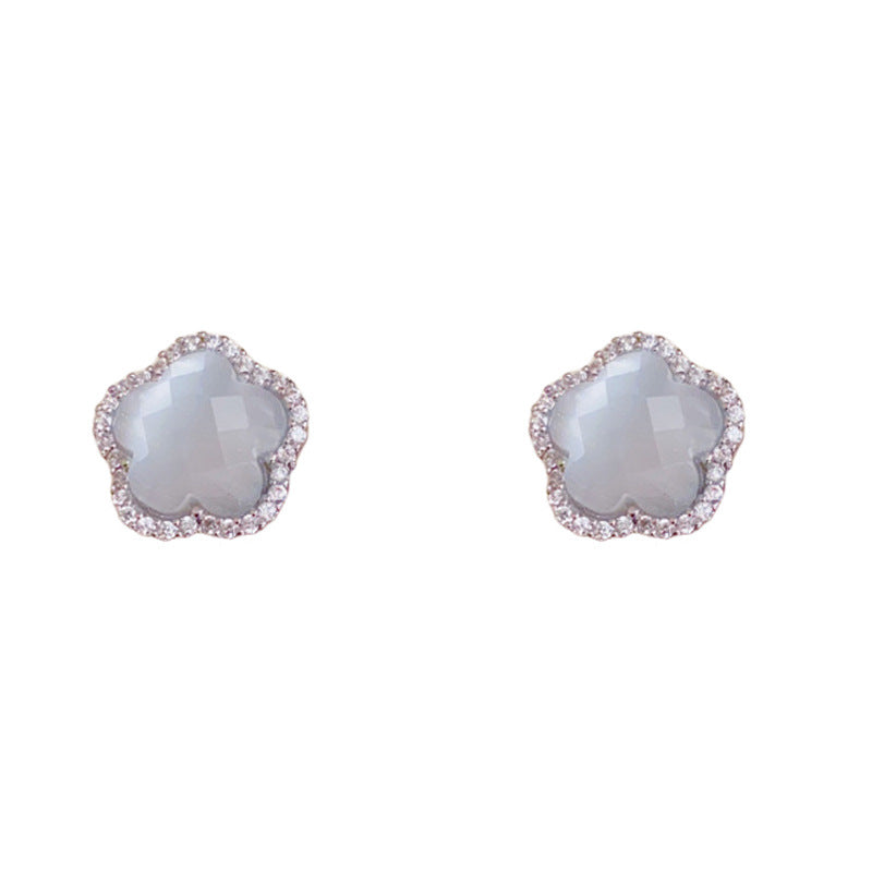 Luxury Crystal Zircon Petal Stud Earrings – Elegant Floral Design