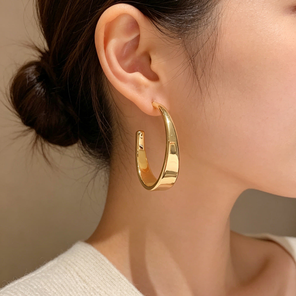 Eaioncol Geometric Hoop Earrings 14K Gold Plated