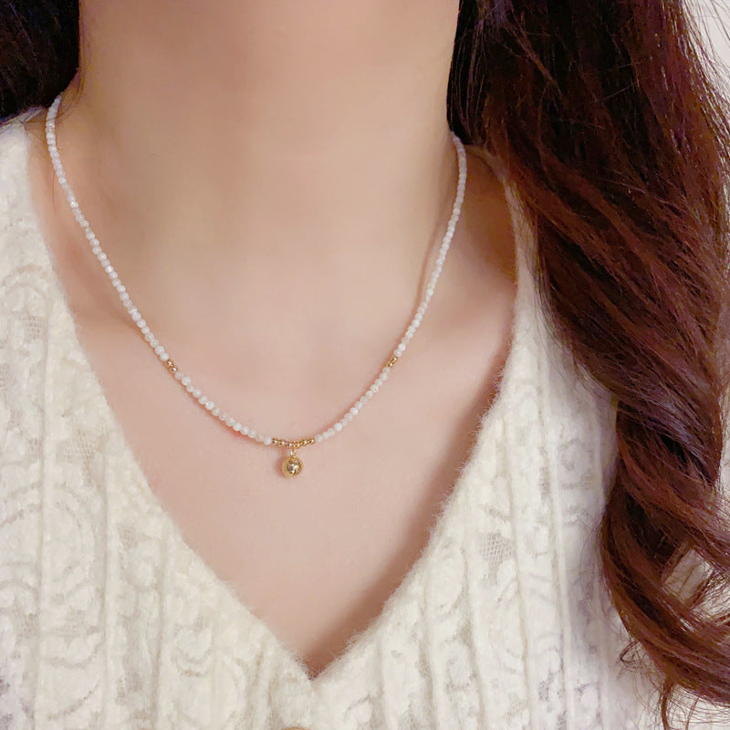 14K Gold-Plated Metal Ball Pendant Pearl Necklace – French Chic Design