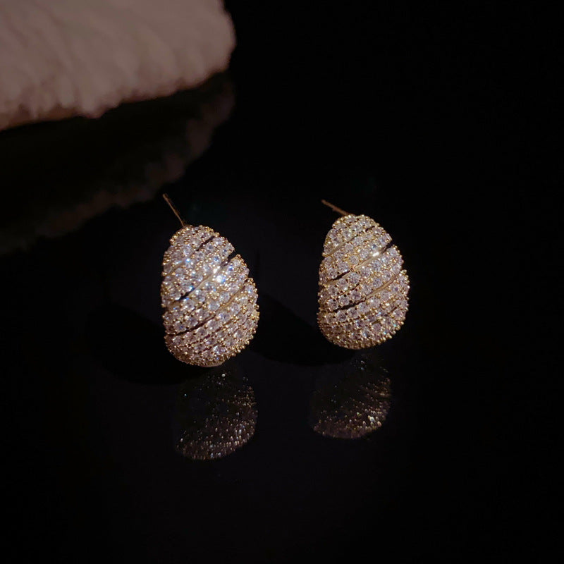 14K Gold-Plated Zircon C-Shaped Earrings – Elegant Minimalist Design