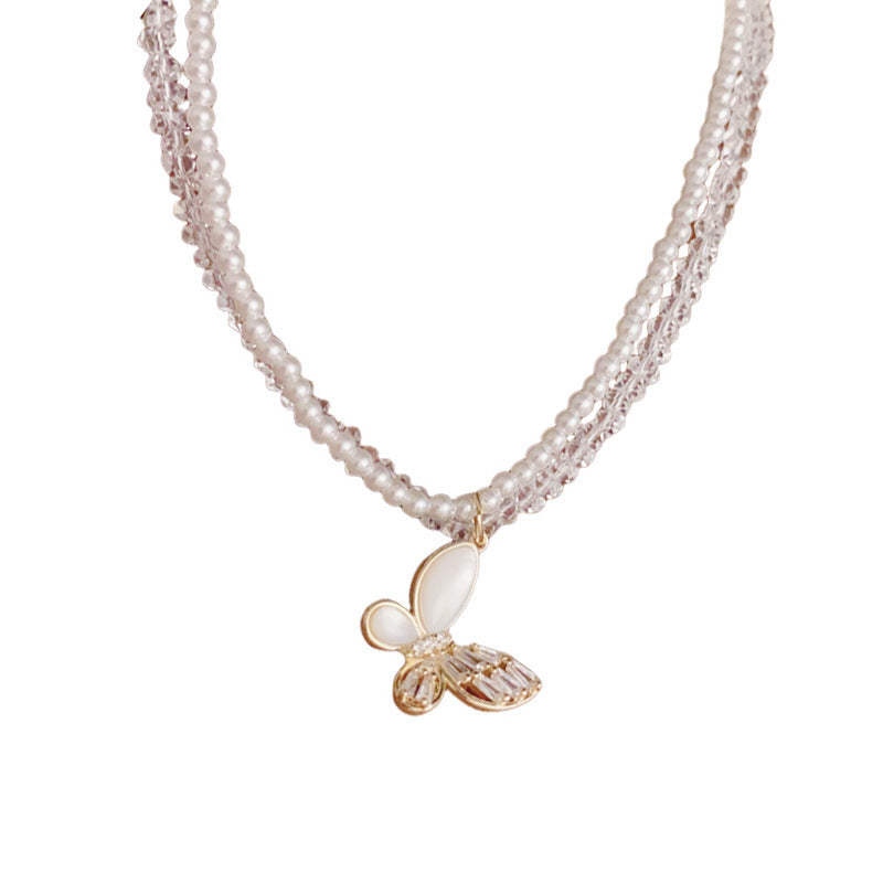 14K Gold-Plated D-Layer Butterfly Pendant Necklace – Elegant Design