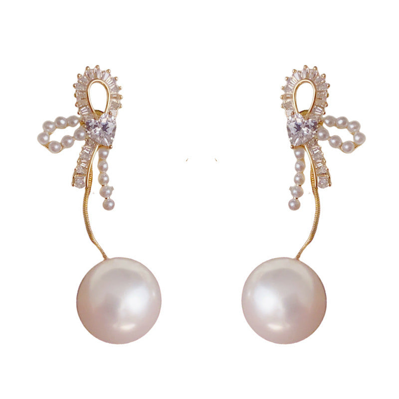 Luxury Zircon Pearl Bow Dual-Wear Tassel Drop Earrings– Elegant Design