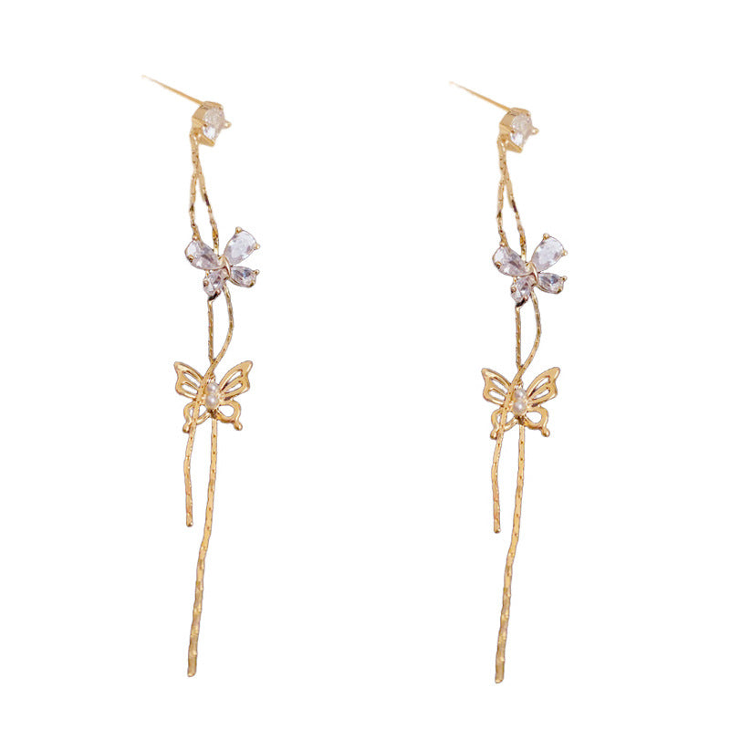 Luxury Zircon Butterfly Long Tassel Drop Earrings – Elegant Design