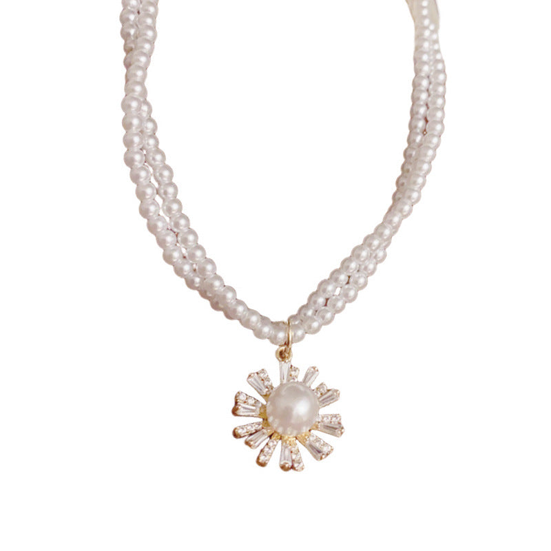 14K Gold-Plated Zircon Sunflower Pendant Necklace – Elegant Design