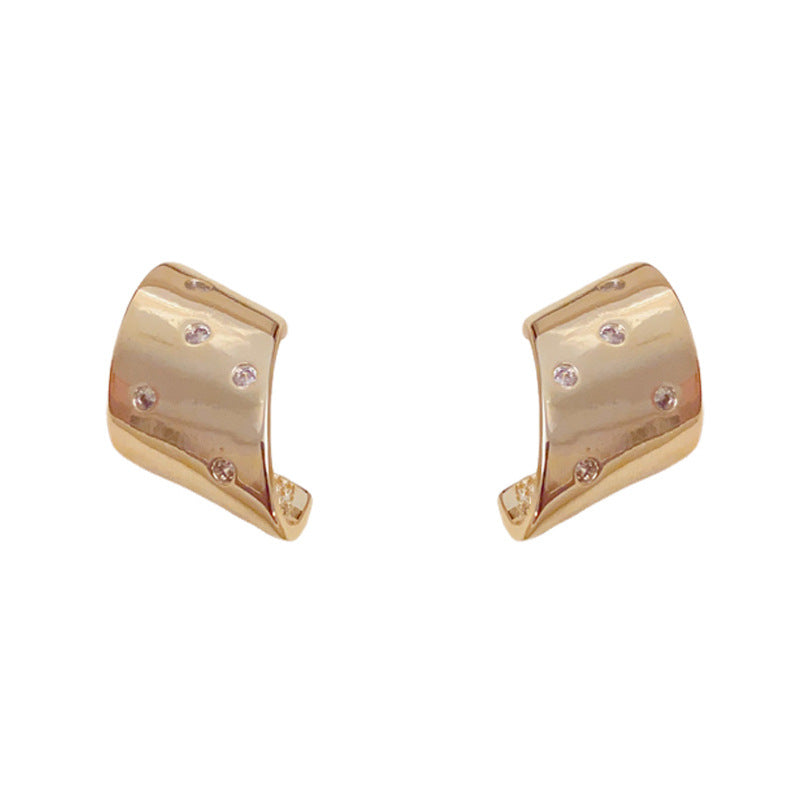 Elegant Zircon Irregular Metal Earrings – Geometric Design