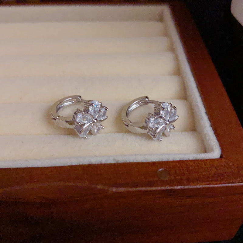 14K Gold-Plated Silver Flower Mini Hoop Earrings–Elegant Floral Design