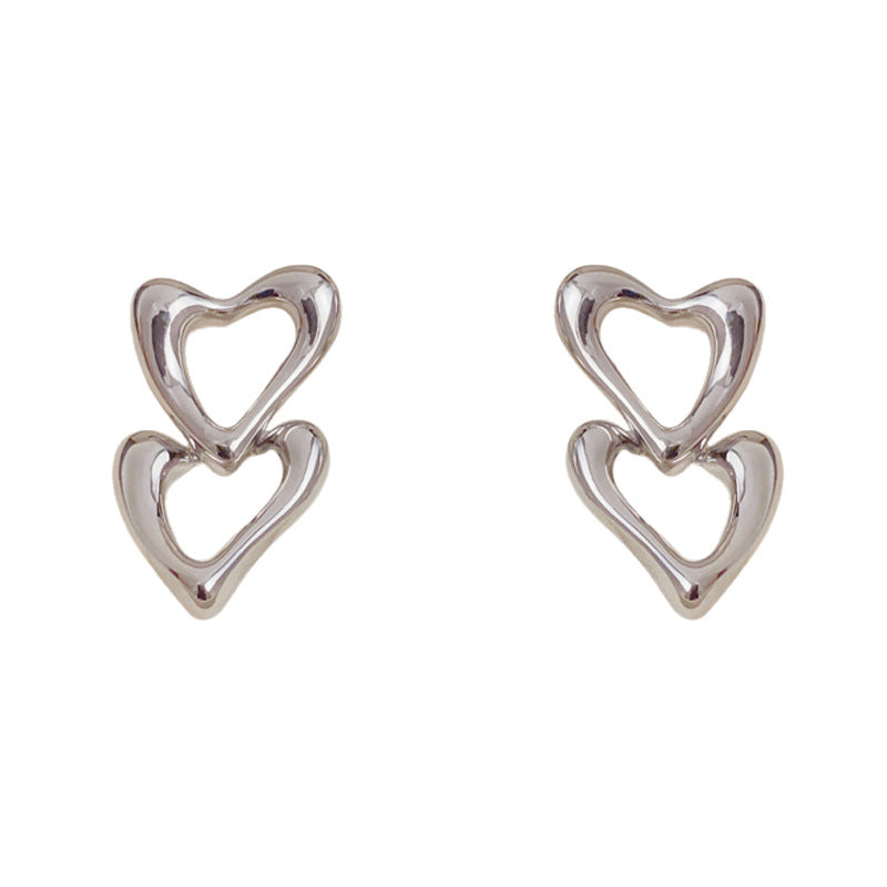 Luxury Double Heart Openwork Earrings – Elegant Design