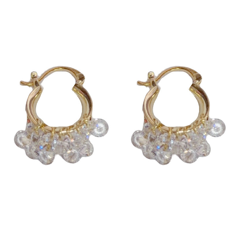 Eaioncol Crystal Circle Hoop Earrings Gold