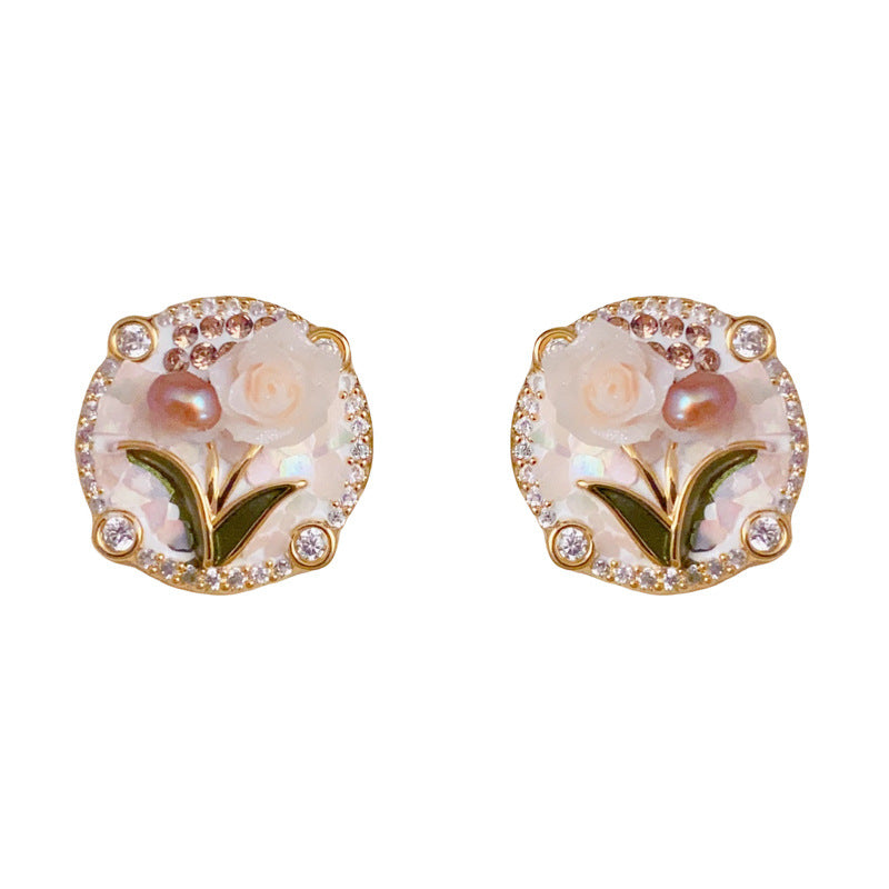 Luxury Handcrafted Freshwater Pearl &3D Flower Earrings– Floral Design