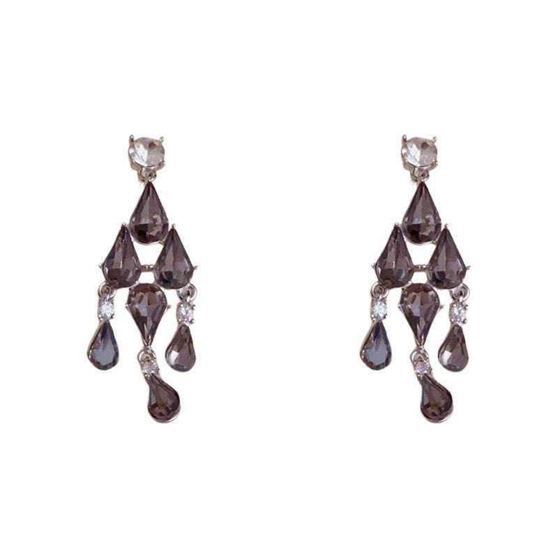 Eaioncol Teardrop CZ Tassel Drop Earrings Gold