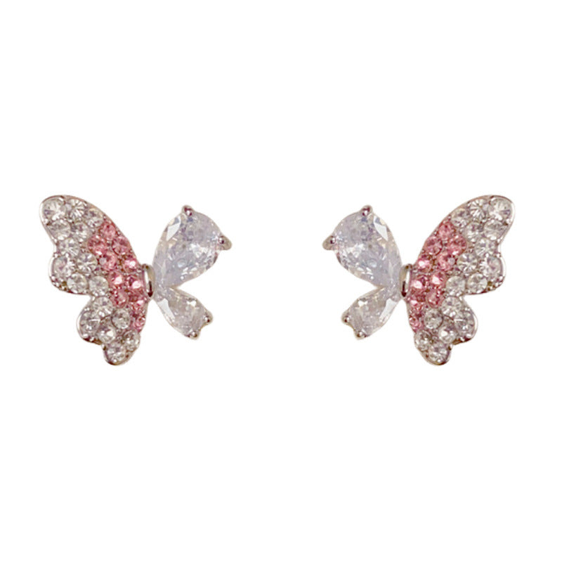 Luxury Full-Zircon Butterfly Stud Earrings –Animal-Inspired Design