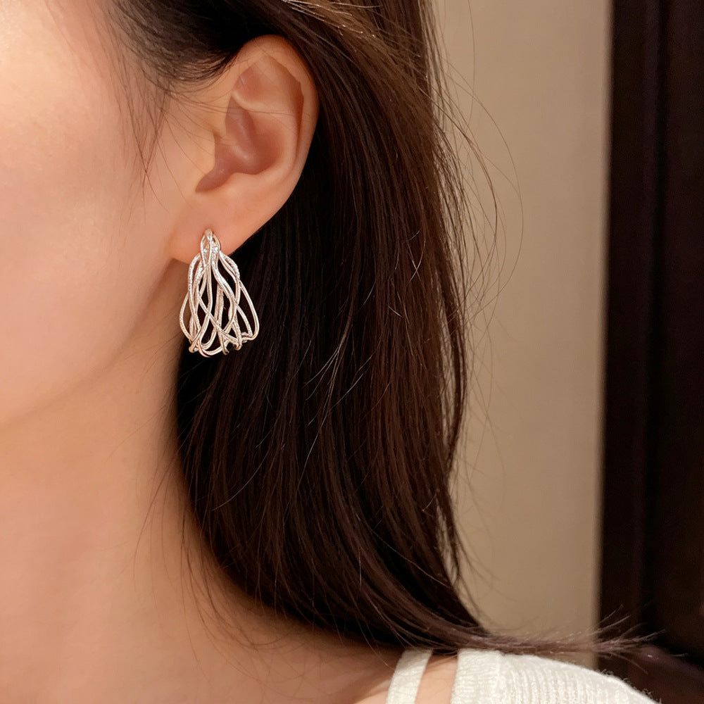 Eaioncol Geometric Line Hoop Earrings Gold Silver
