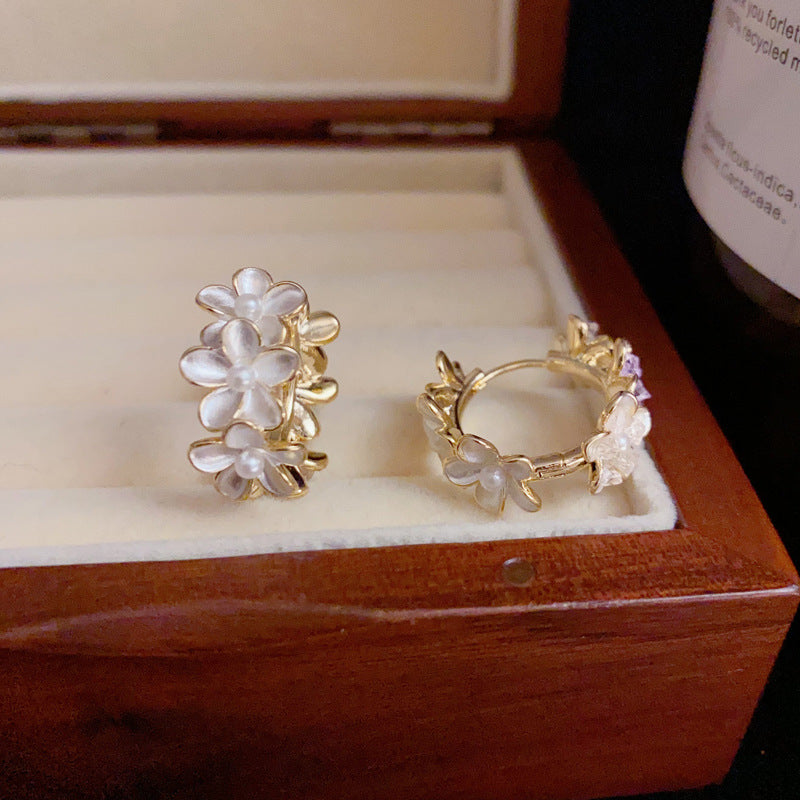 14K Gold-Plated Double-Sided Floral Hoop Earrings – Sweet Chic Design