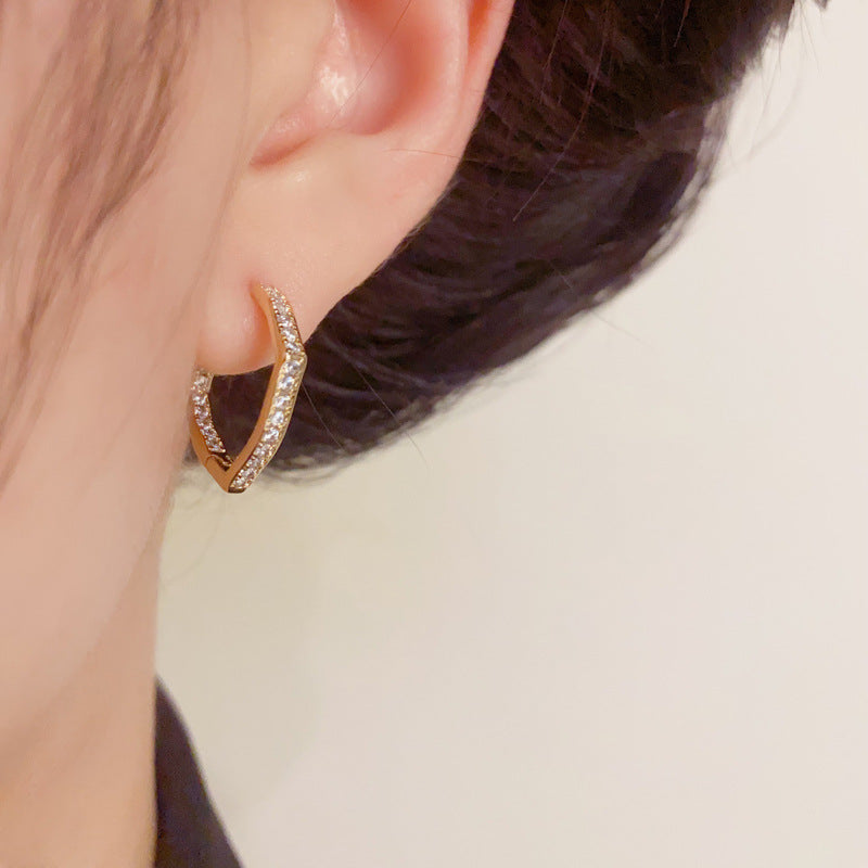 Elegant Full-Zircon Geometric Round Earrings – Silver Needle Design