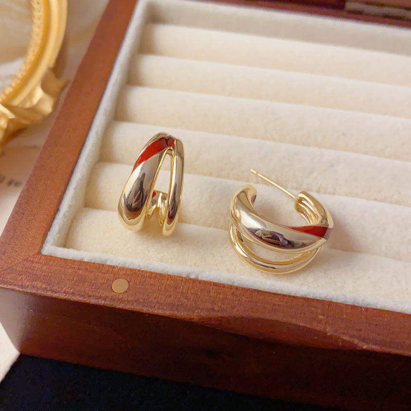 Elegant Double-Layer Geometric Hoop Earrings – Minimalist Design