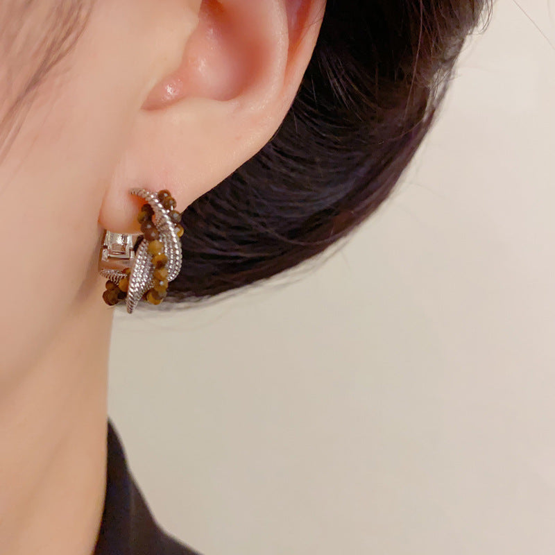 Luxury Handcrafted Metal Beaded Ear Cuff Earrings – Minimalist Design